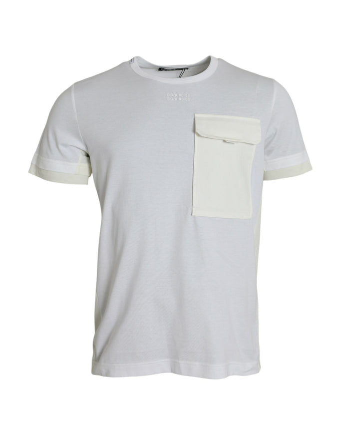 Dolce & Gabbana white cotton T-shirt with pocket, front view