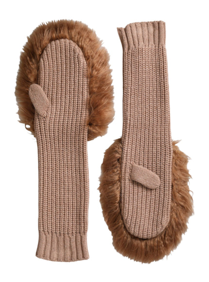 a pair of mittens with a fur cuff