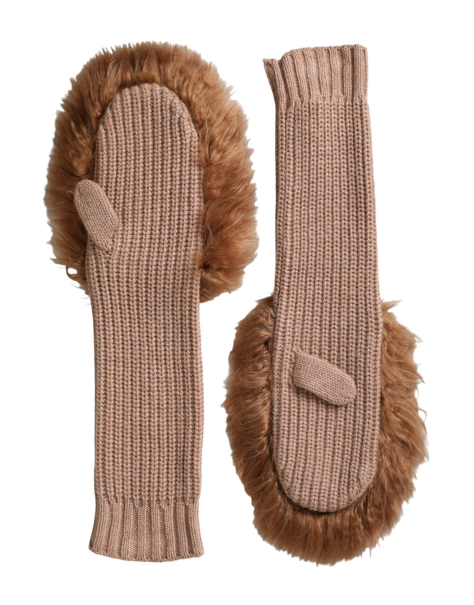 a pair of mittens with a fur cuff