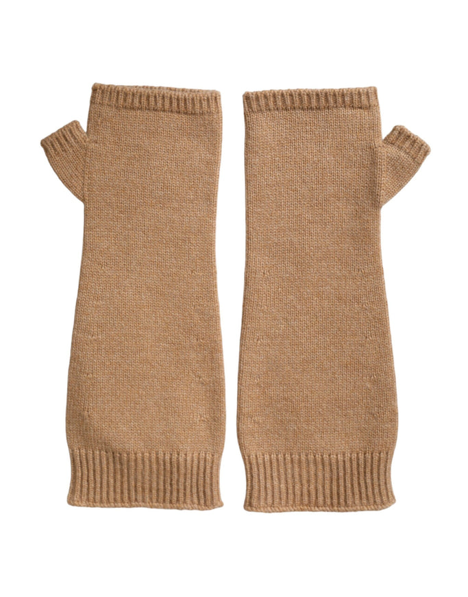 a pair of brown mitts on a white background