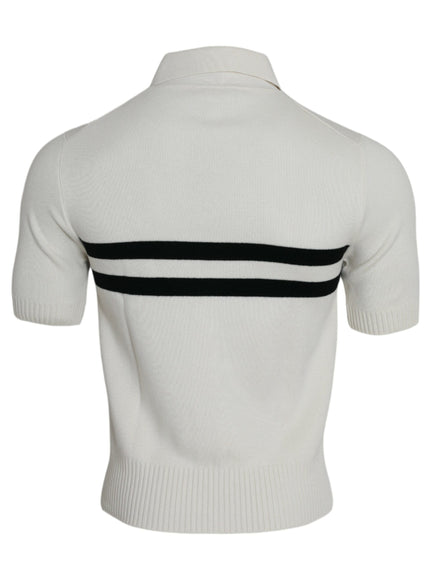 Dolce & Gabbana white DG logo collared Henley shirt back