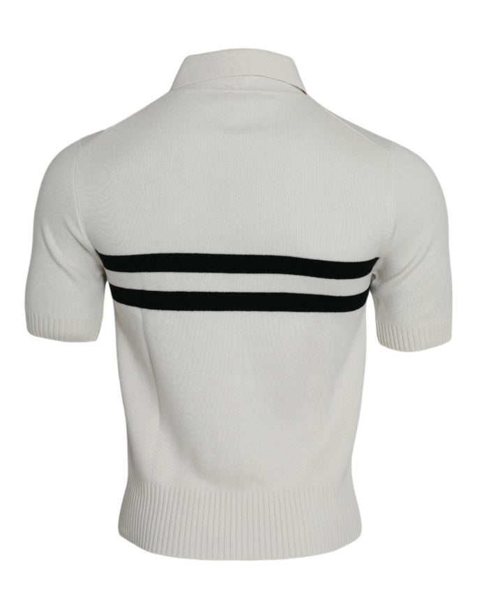 Dolce & Gabbana white DG logo collared Henley shirt back