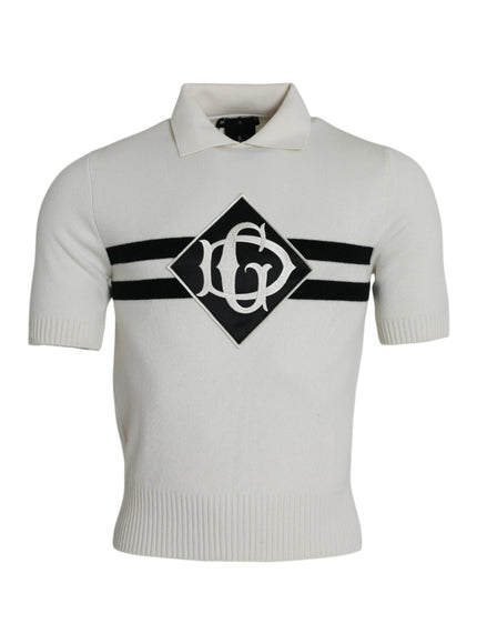 Dolce & Gabbana white DG logo collared Henley shirt front