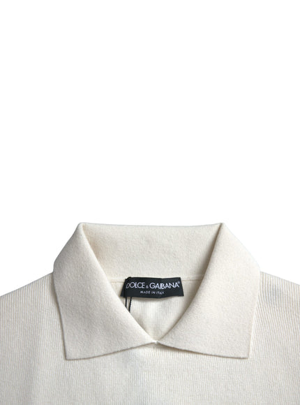 Dolce & Gabbana white Henley shirt collar detail