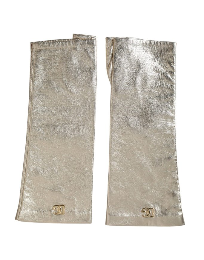 a pair of metallic gloves on a white background