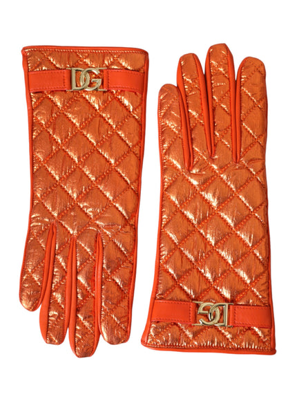 a pair of orange gloves on a white background