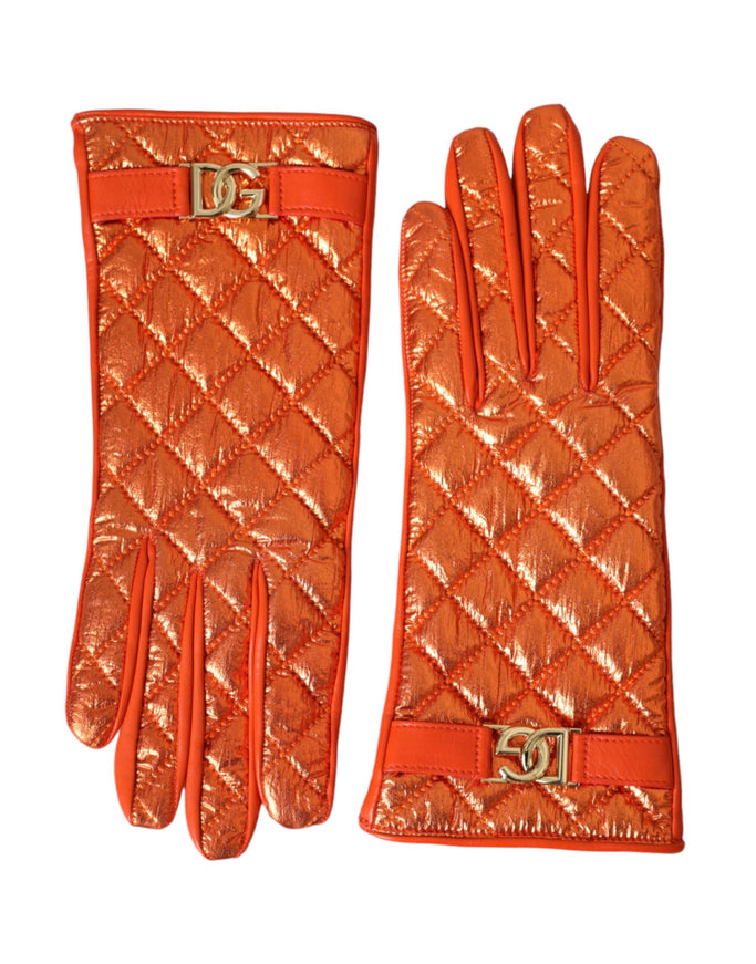 a pair of orange gloves on a white background