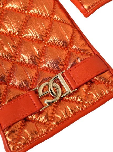 an orange handbag with a metal buckle