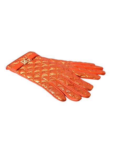 a pair of orange gloves on a white background