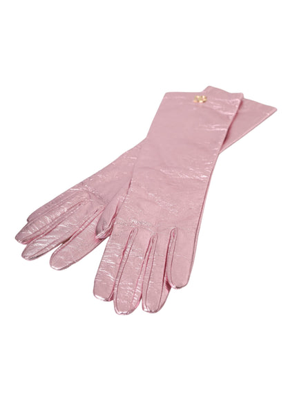 a pair of pink gloves on a white background