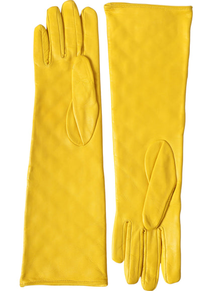 a pair of yellow gloves on a white background