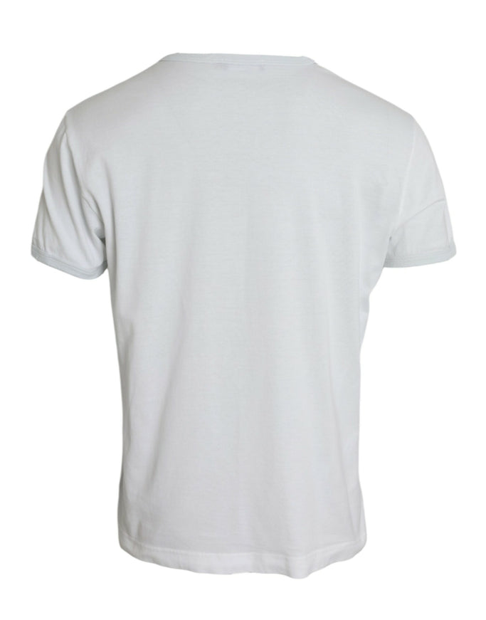 the back of a white t - shirt