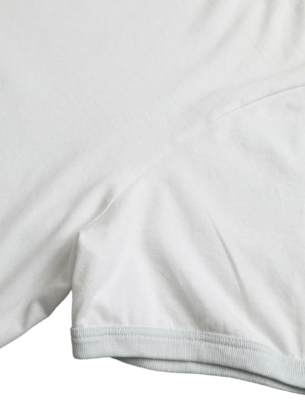 a close up of a white t - shirt on a white background