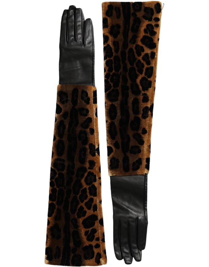 a pair of gloves with a leopard print on it