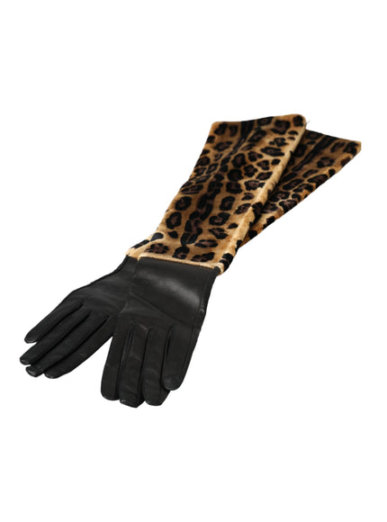 a pair of gloves with a leopard print on it