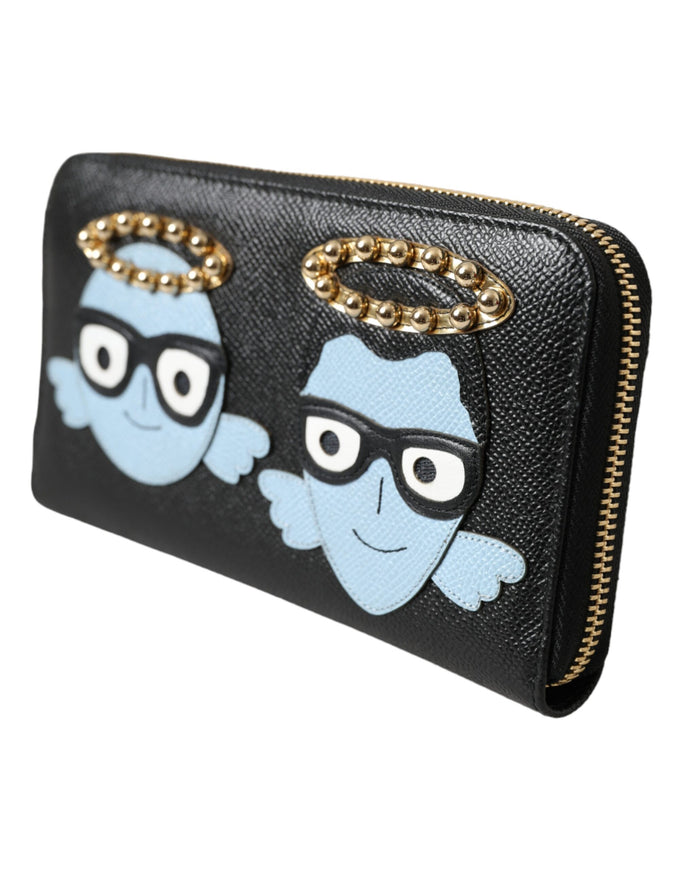 a black purse with two cartoon characters on it