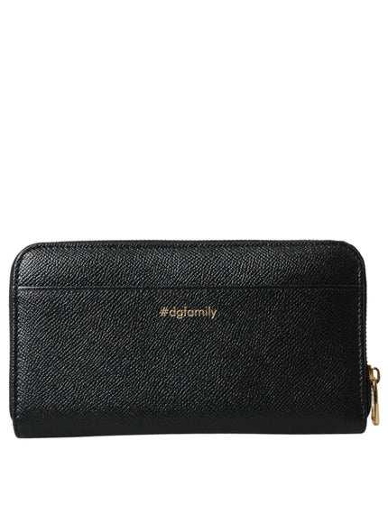 a black wallet with a gold logo on the front