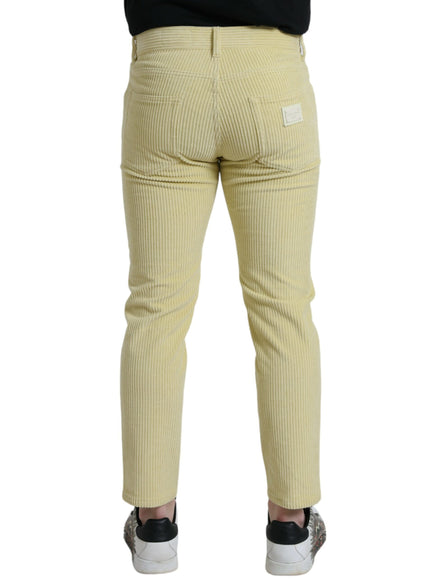 Back view of Dolce & Gabbana yellow corduroy skinny jeans