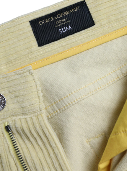 Inside label of Dolce & Gabbana yellow corduroy jeans