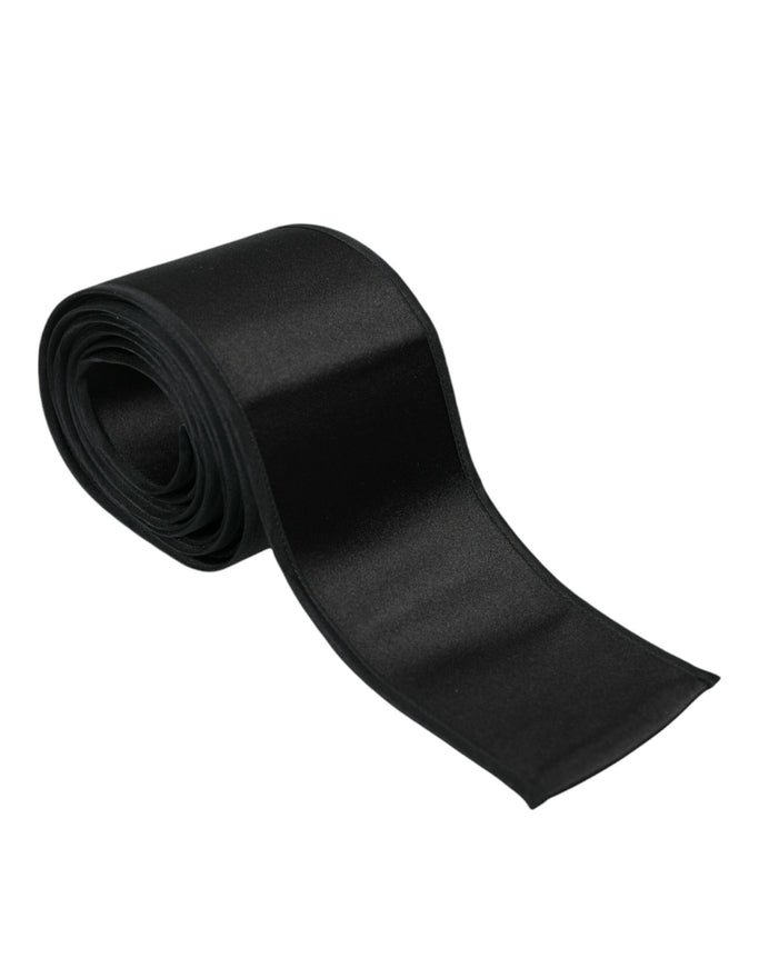 Rolled black silk satin belt by Dolce & Gabbana