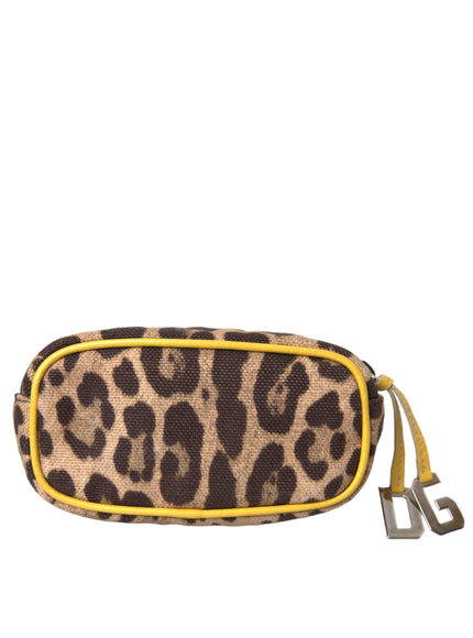 a leopard print case with a yellow zipper