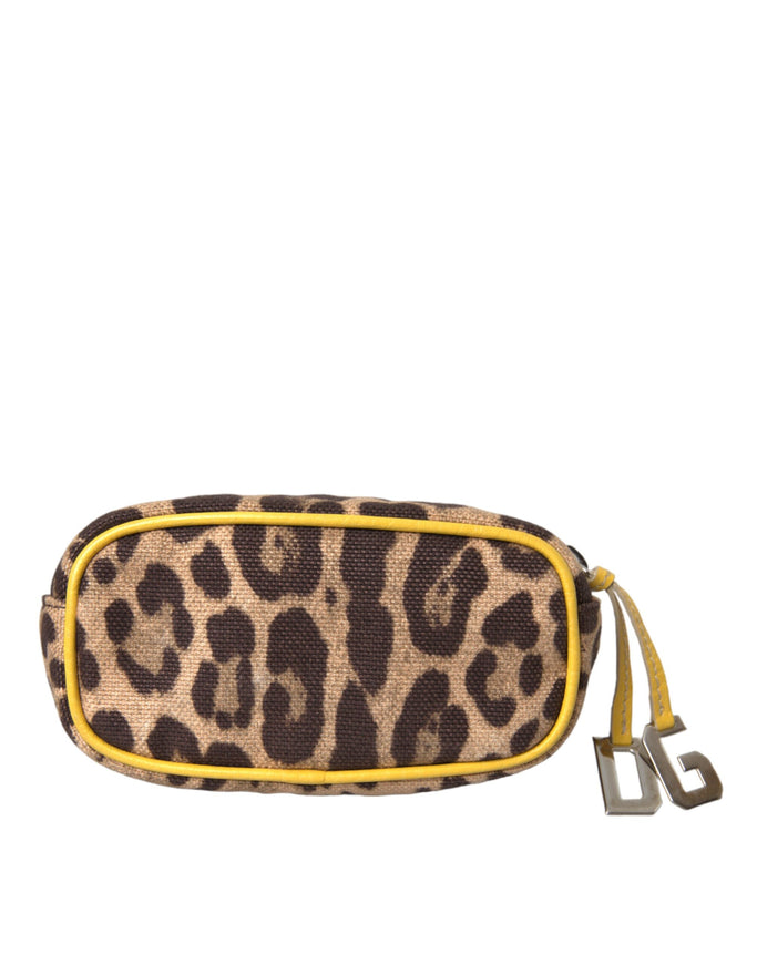 a leopard print case with a yellow zipper