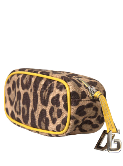 a leopard print case with a yellow zipper