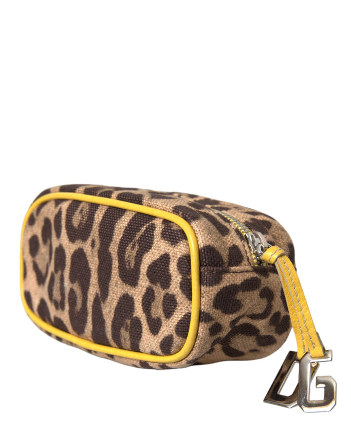 a leopard print case with a yellow zipper