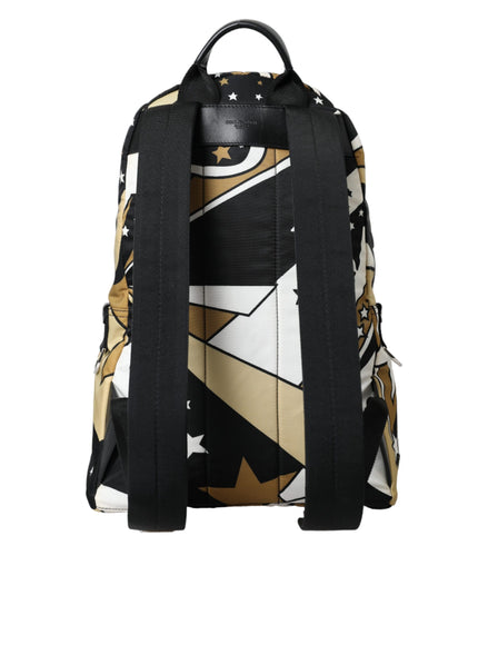 Dolce & Gabbana Multicolor Stripes Stars Nylon Backpack Men Bag