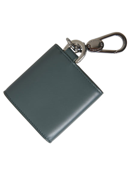 a leather wallet with a metal carabine keychain