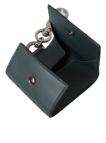 a black leather wallet with a chain attached to it