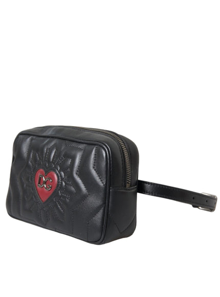 a black bag with a red heart on it