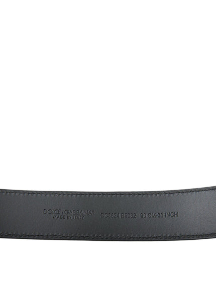 Dolce & Gabbana Black Leather Silver Logo Metal Buckle Belt - Ellie Belle