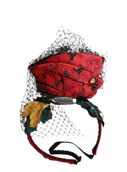 Dolce & Gabbana multicolor rose silk headband with netting