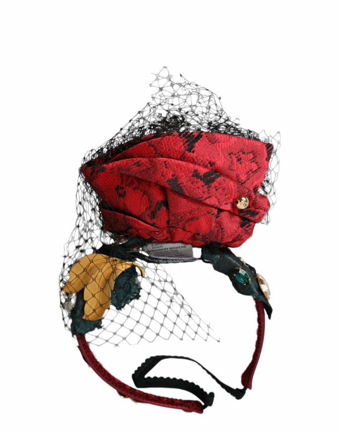 Dolce & Gabbana multicolor rose silk headband with netting