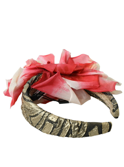 Dolce & Gabbana floral silk headband with multicolor applique