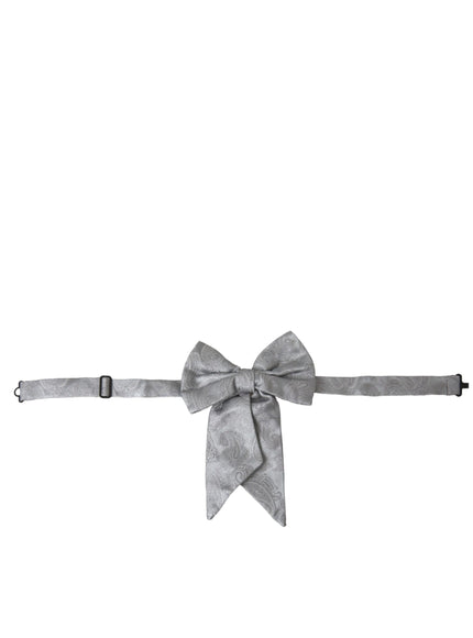 a gray bow tie on a white background