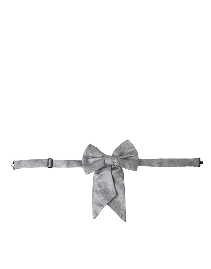 a gray bow tie on a white background