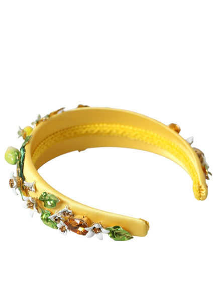 Side angle of yellow Dolce & Gabbana lemon hairband