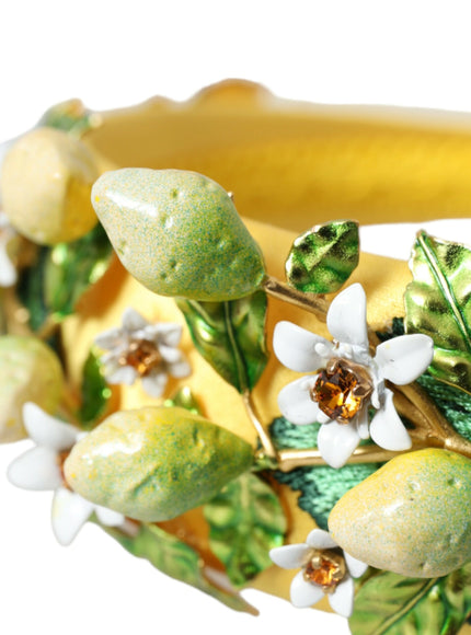 Detail of lemon and daisy design on hairband