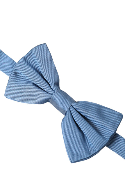 a blue bow tie on a white background