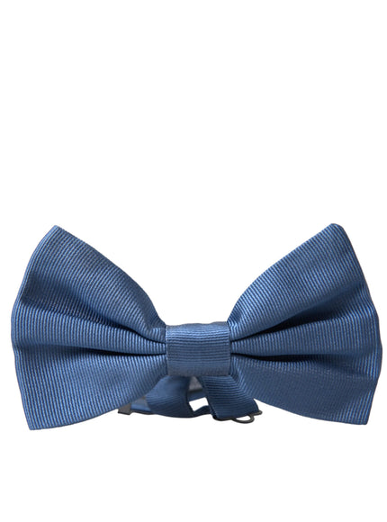 a blue bow tie on a white background