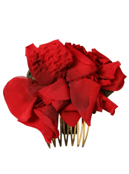 a close up of a red flower on a comb