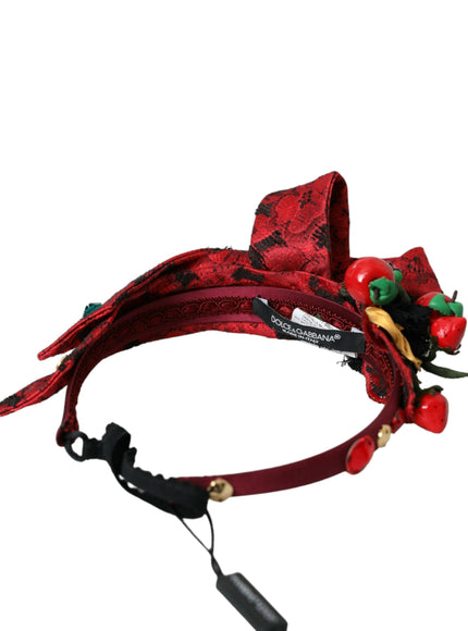 Dolce & Gabbana red hairband with cherries and tag