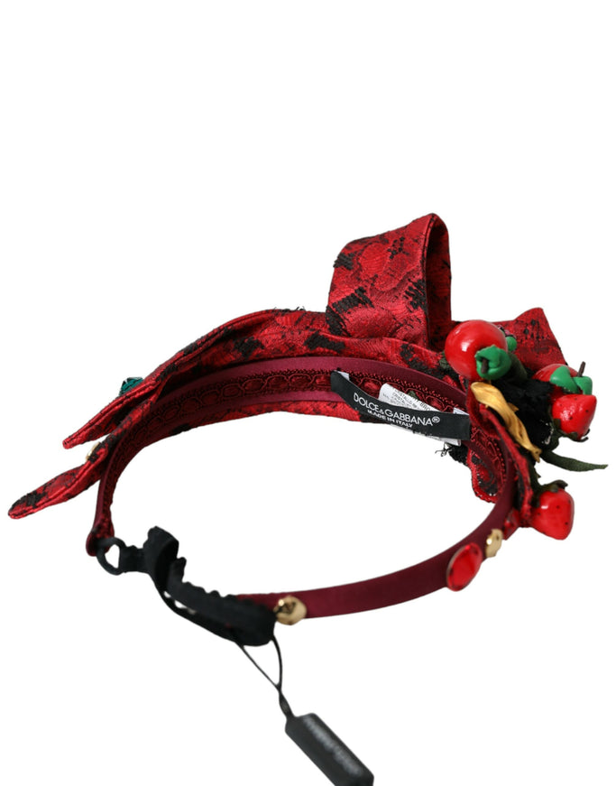 Dolce & Gabbana red hairband with cherries and tag