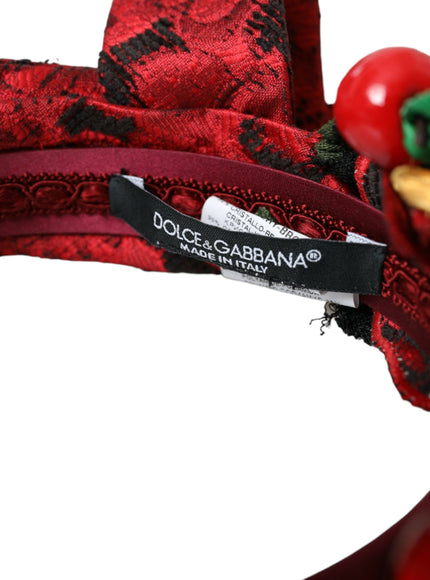 Close-up of Dolce & Gabbana label on red hairband