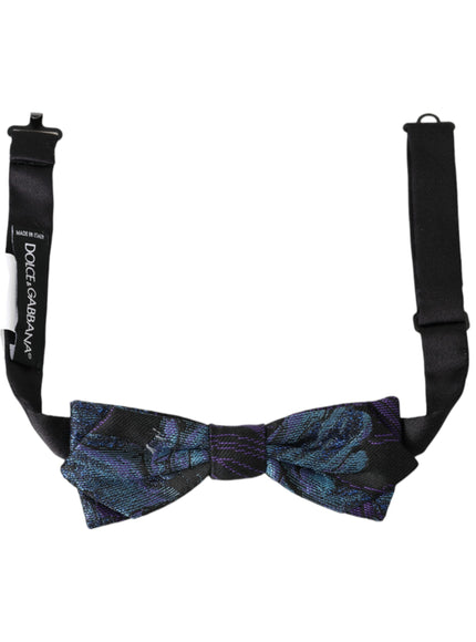 a bow tie with a black and blue design