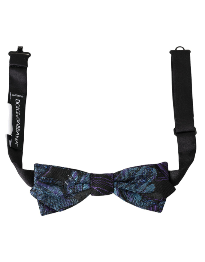 a bow tie with a black and blue design