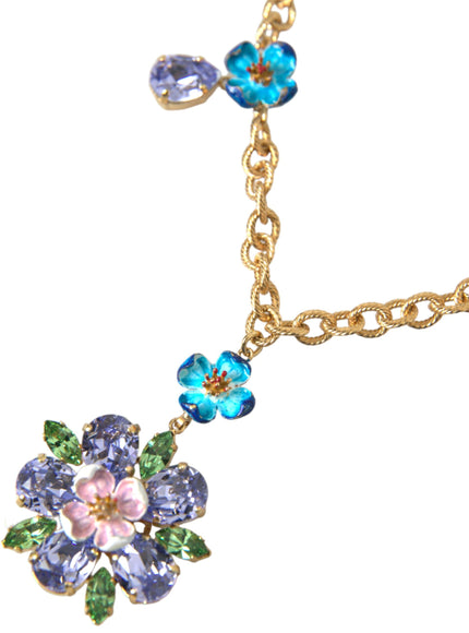 a necklace with flowers and leaves on it