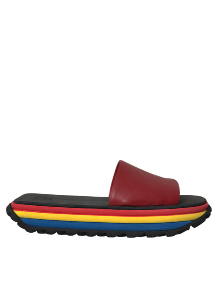 a pair of red and yellow slides on top of each other